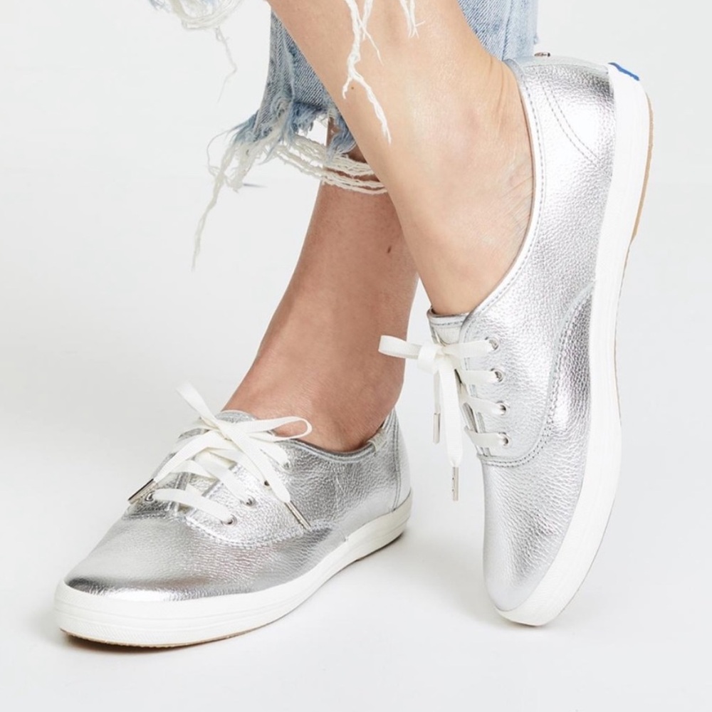 Keds Champion Kate Spade Silver Metallic Sneaker Shoes